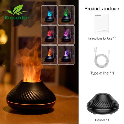 130ml USB Portable Air Humidifier with Color Flame Night Light