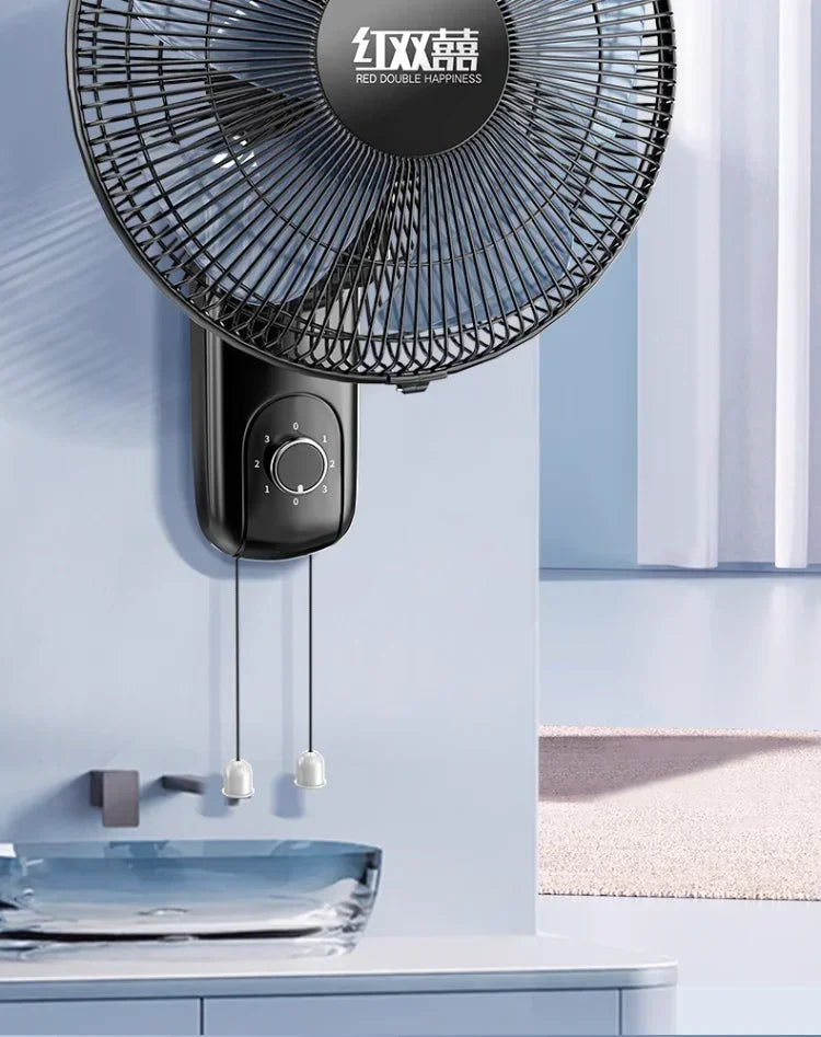 220V Wall-mounted Industrial Fan with Red Double Happiness Wall Fan