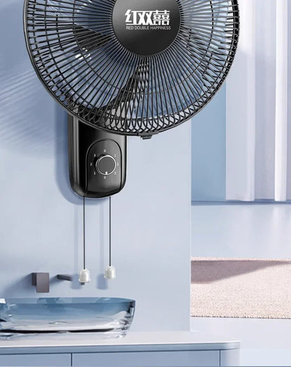 220V Wall-mounted Industrial Fan with Red Double Happiness Wall Fan