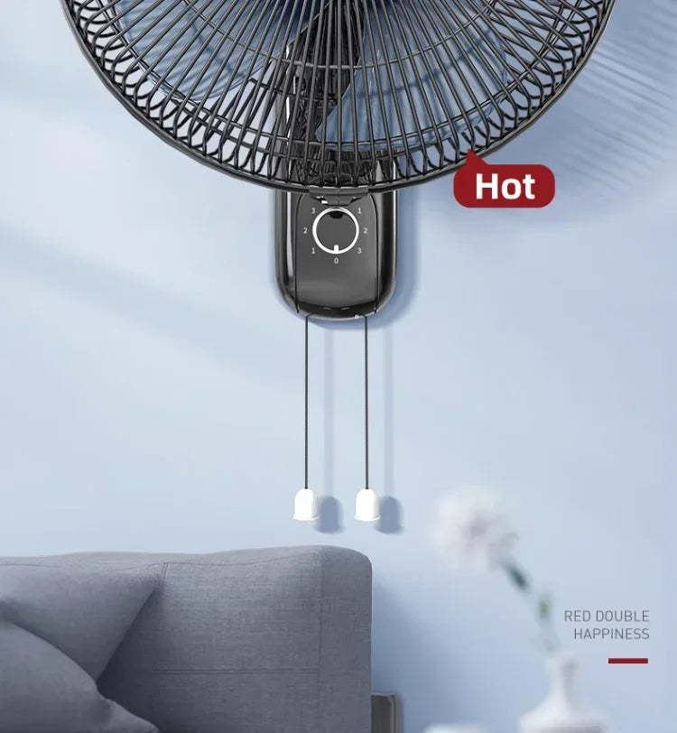 220V Wall-mounted Industrial Fan with Red Double Happiness Wall Fan