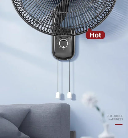 220V Wall-mounted Industrial Fan with Red Double Happiness Wall Fan