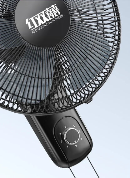 220V Wall-mounted Industrial Fan with Red Double Happiness Wall Fan