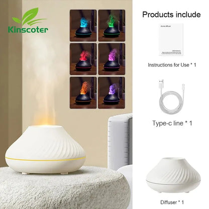 130ml USB Portable Air Humidifier with Color Flame Night Light