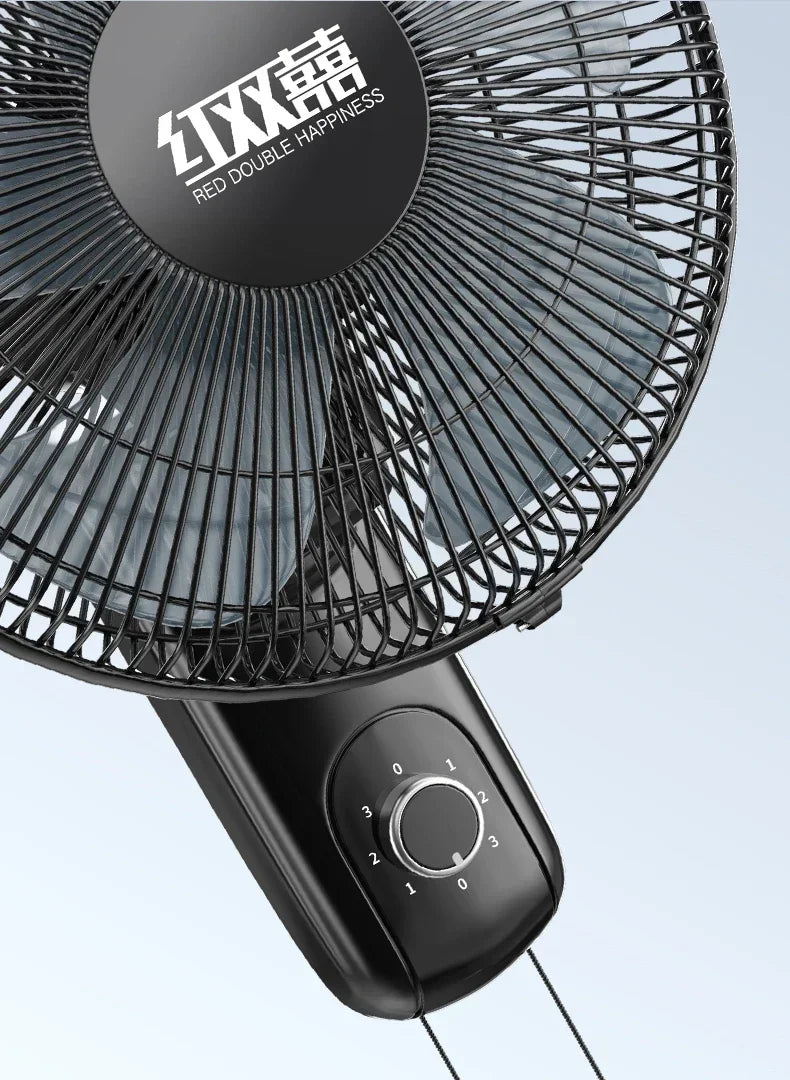 220V Wall-mounted Industrial Fan with Red Double Happiness Wall Fan