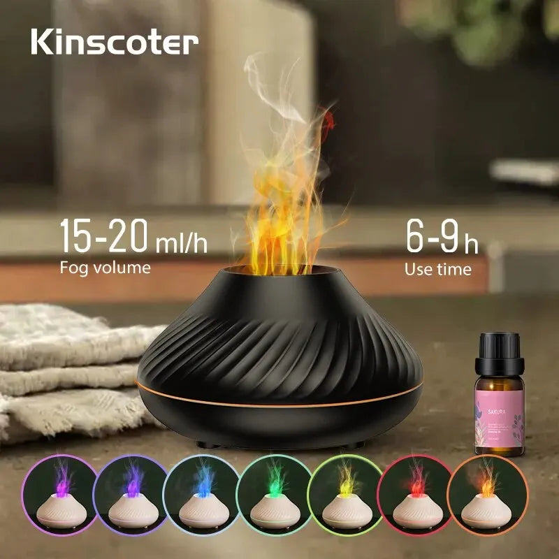 130ml USB Portable Air Humidifier with Color Flame Night Light